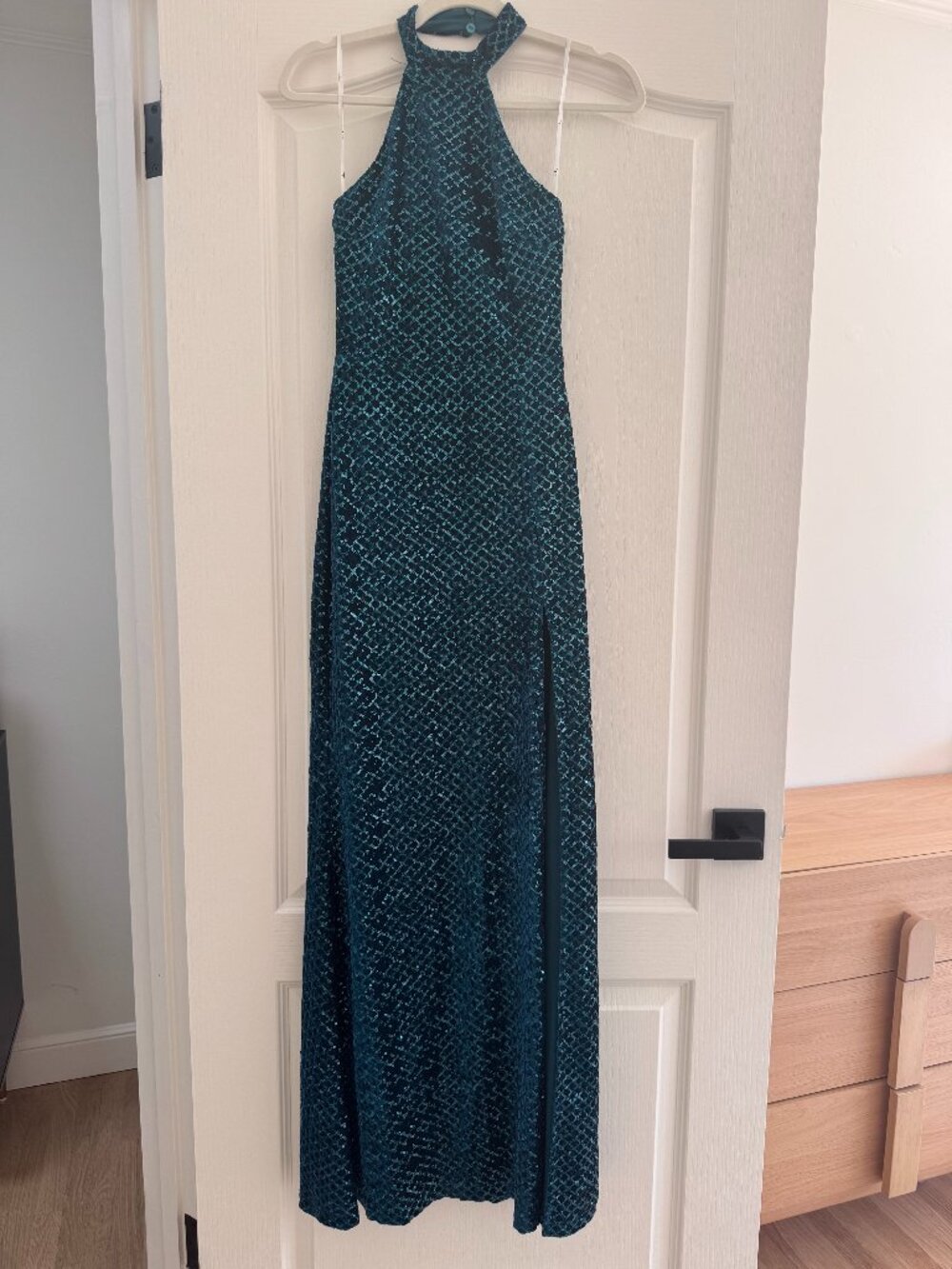 Lulus Simply Starstruck Emerald Green Velvet Sequin Maxi Dress XS